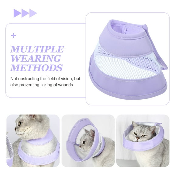 Raindrops Lavender PVC Cat Cone Collar for Post-Operative Recovery, Comfortable, Easy to Wear and Remove