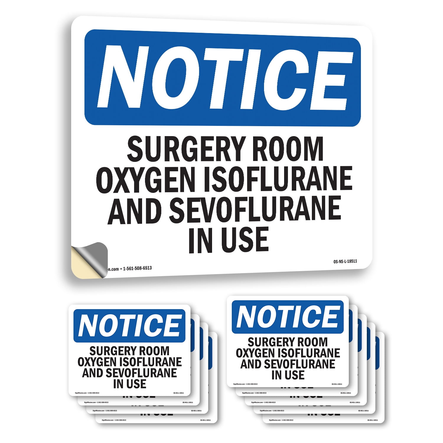 Surgery Room Oxygen In Use OSHA Notice Vinyl Decal Label 10 Inch x 7 ...