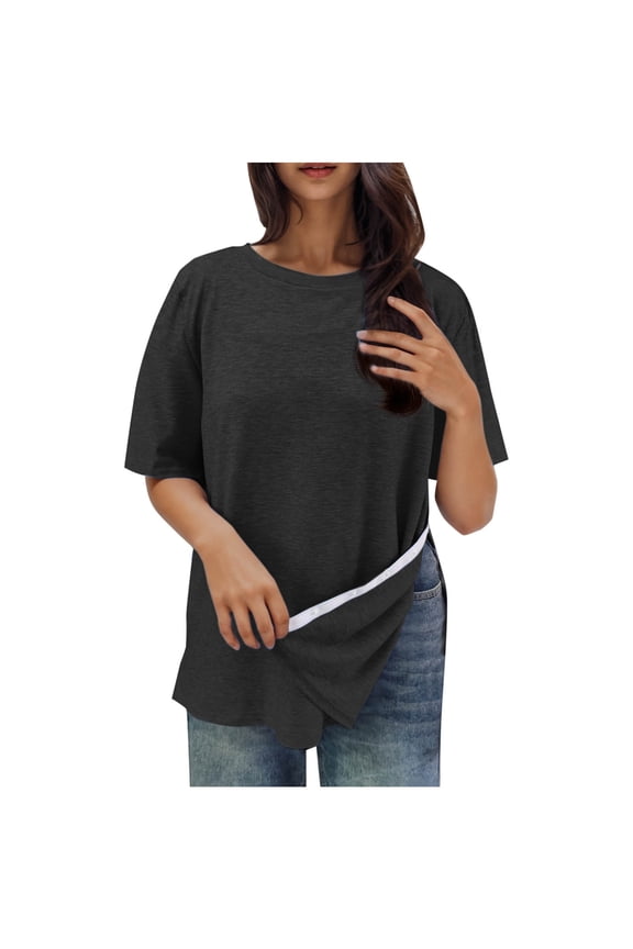 Surgery Shirts for Women Tear Away Side Snap Chemo Port Shirts Short Sleeve Adaptive Clothing