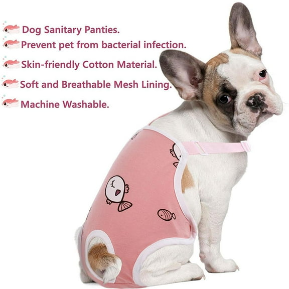 Surgery SuitforDogs Female After Spayed, Dog Surgical Recovery Suit Female, Cotton Adjustable, Small Puppy, Fish Print, Pink, 1 Pc, Pet Heat Protection, Dog Pants, Dog Diaper