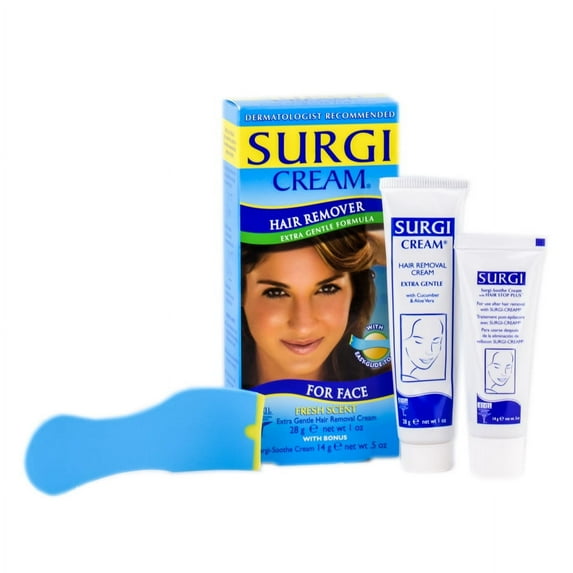 Surgi Cream Hair Remover For Face Extra Gentle - Pack of 3 with Sleek Comb