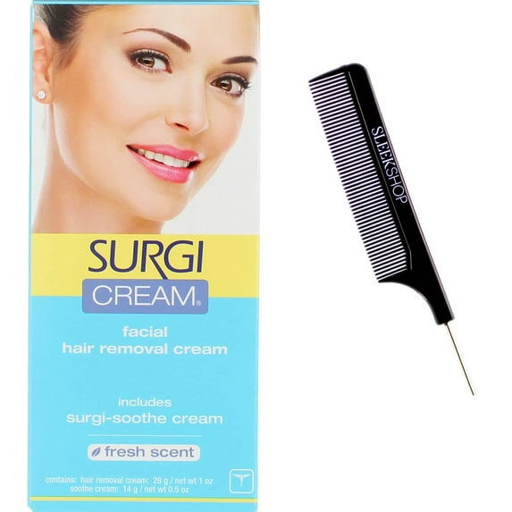 Surgi Cream Hair Remover For Face Regular - Pack of 1 with Sleek Comb