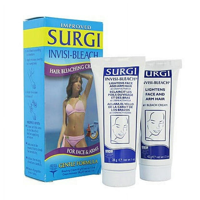 Surgi Cream Invisi-Bleach Face & Body Hair Bleaching Cream, 1.5 oz (3 Pack)