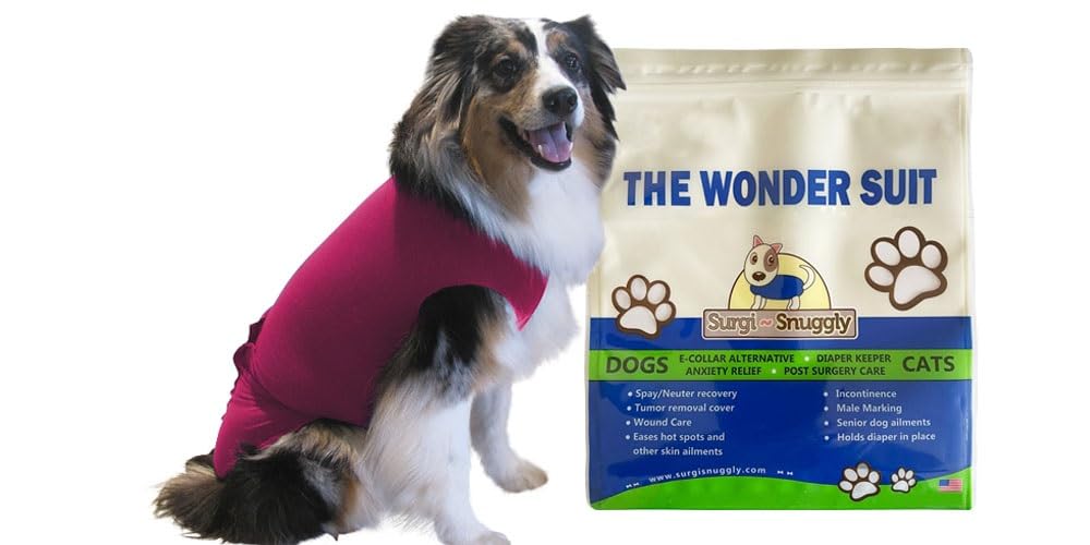 SurgiSnuggly Veterinary Invented Dog Surgical Recovery Suit for Female Spay or Male Dogs Neuters Onesie,Cone Alternative, Original Onesie Bodysuit for After Surgery Small, Medium, Large Dogs PI 2XL S