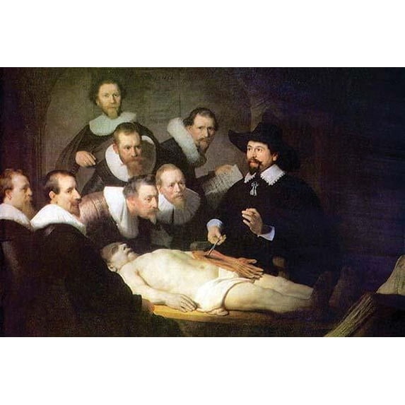Surgical Anatomy Class with Doctor & Students Poster Print by Rembrandt Van Rijn (24 x 36)