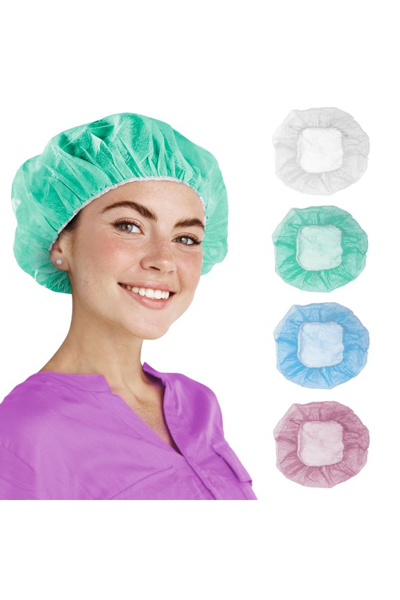 Green Polypropylene Bouffant Caps, 24 in Breathable Elastic, 1000 Count