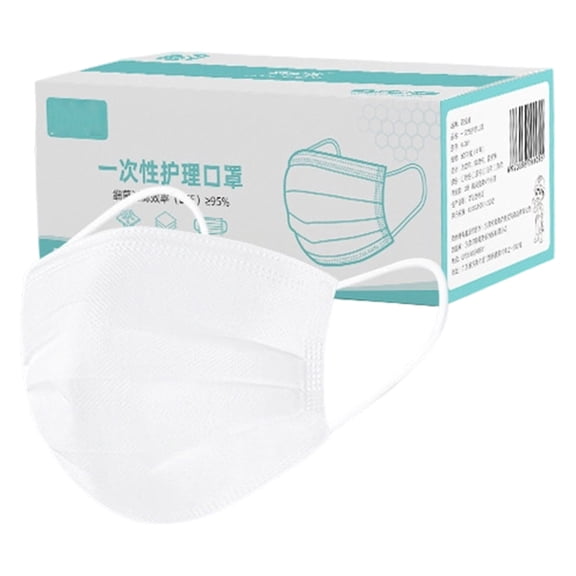 Surgical Disposable Masks Adults 3Ply Non-Woven Comfort Ear Loops Black 50 Pcs (White)