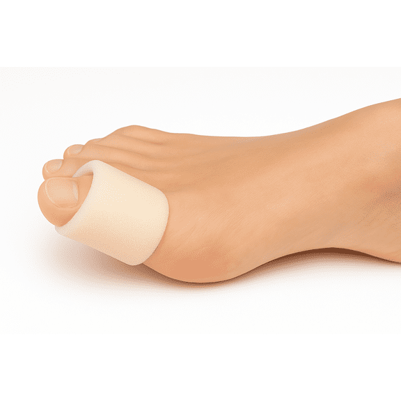 AT Surgical Gel Lined Single Fabric Finger and Toe Caps (Pack of 8) Half Coated Bunion, Hammer Toe, Callus, Corn, Blister, Soft Breathable Foam Pad Toe Tubes, Size Large