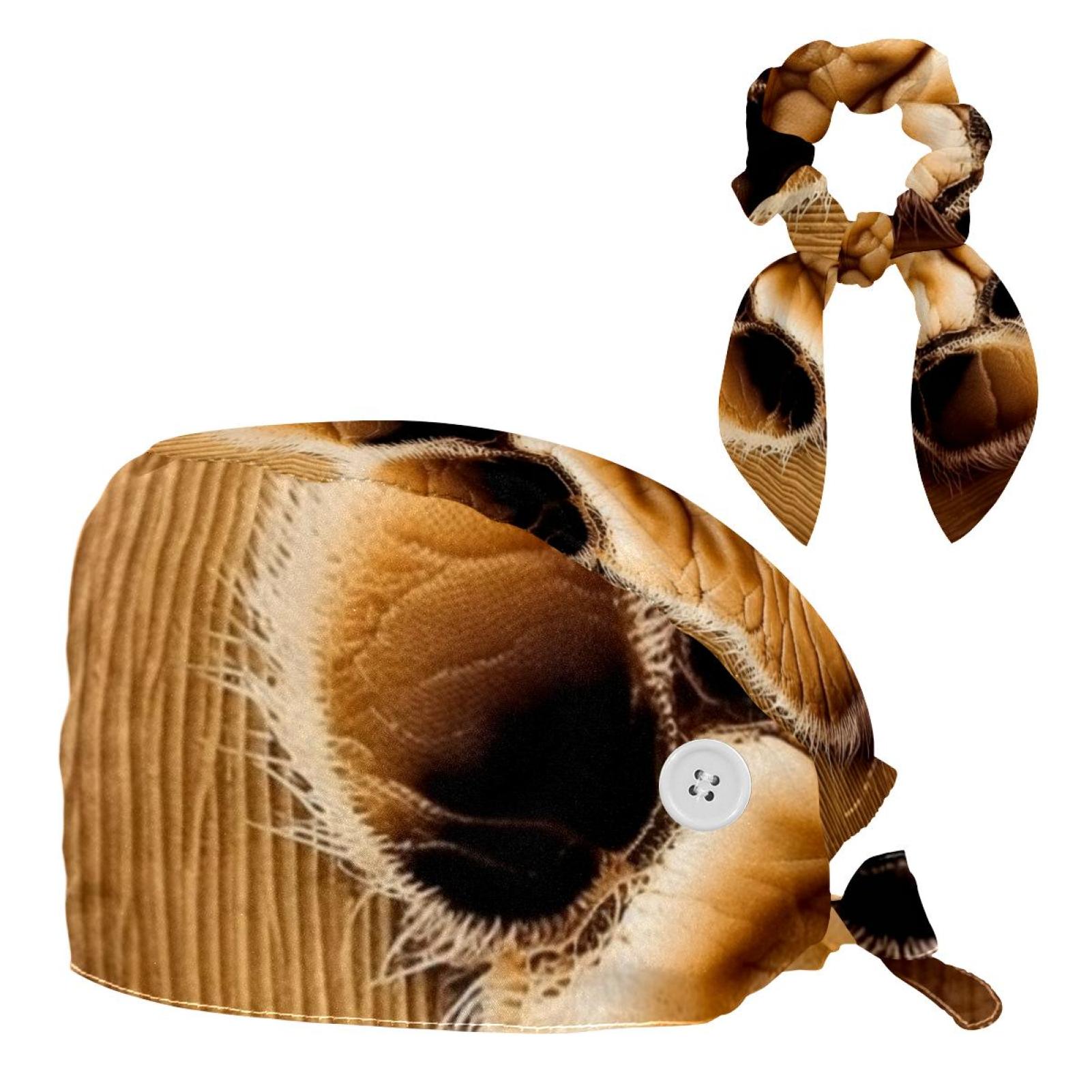 Surgical Hats & Rabbit Ear Scrunchie Set, Cat and Dog Paw Prints