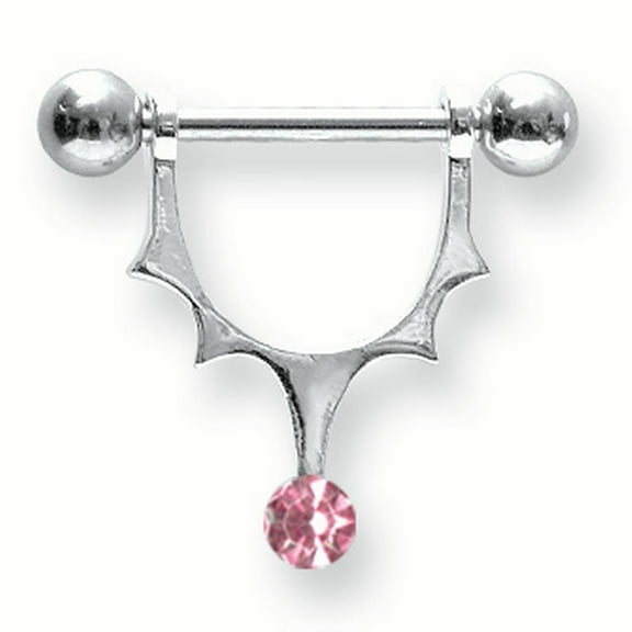 Surgical Stainless Stl BB w Gem Nipple Shield