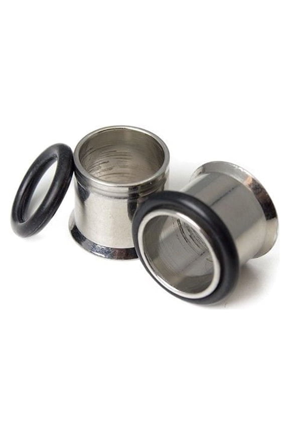 Surgical Steel 00G Single Flare Eyelet Ear Tunnels with O-Ring - Sold as a Pair