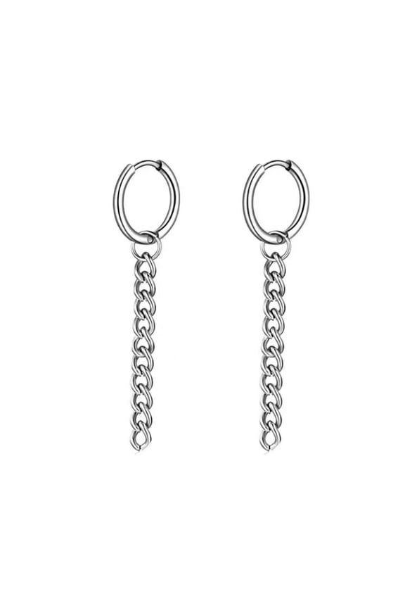 Surgical Steel 14mm Hoop Curb Chain Earrings Minimalist 5cm