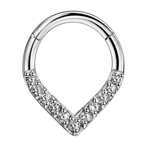 Surgical Steel 16g 8mm Septum Jewelry 16 Gauge Cubic Zirconia Teardrop Septum Rings for Women
