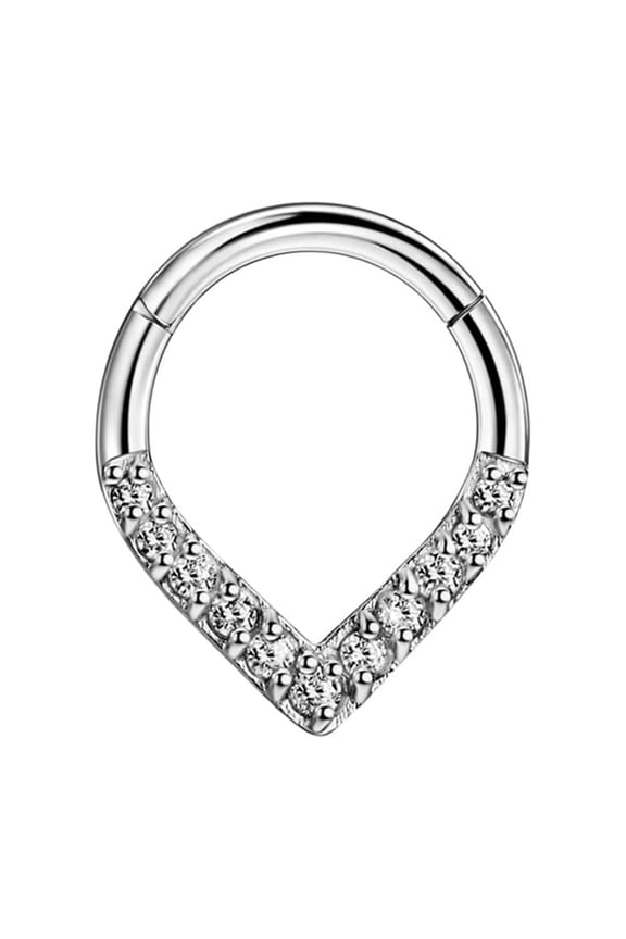 Surgical Steel 16g 8mm Septum Jewelry 16 Gauge Cubic Zirconia Teardrop Septum Rings for Women