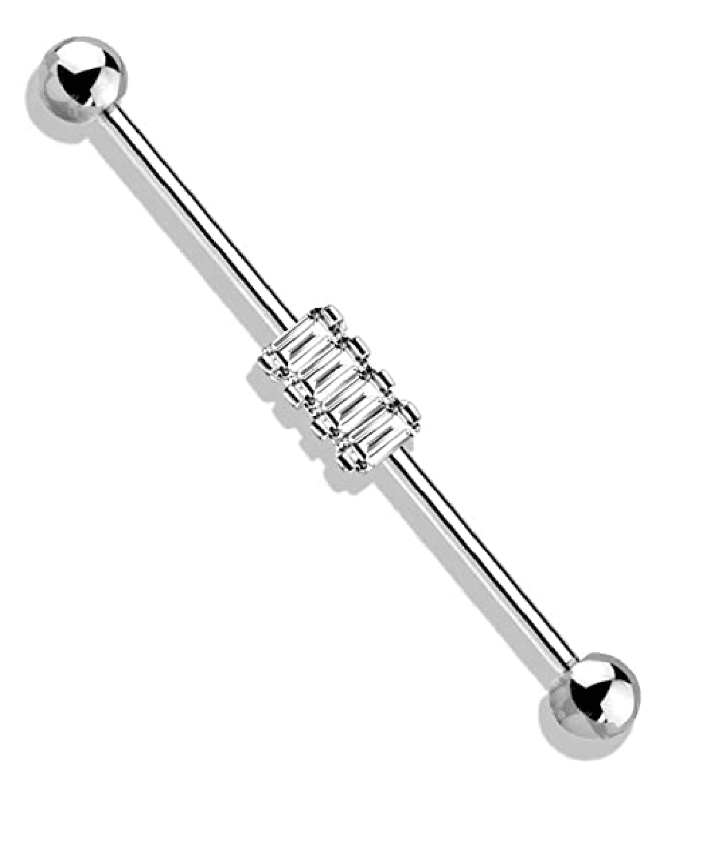 Surgical Steel 4 Square CZ Industrial Barbell - Walmart.com