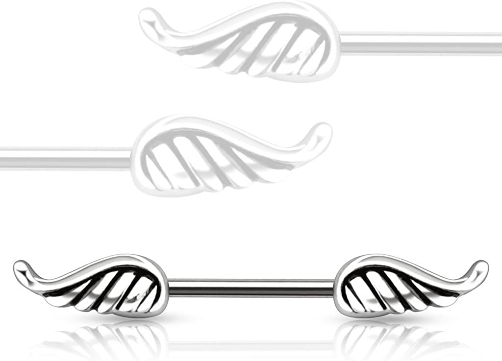 Surgical Steel Angel Wings Nipple Barbell Rings