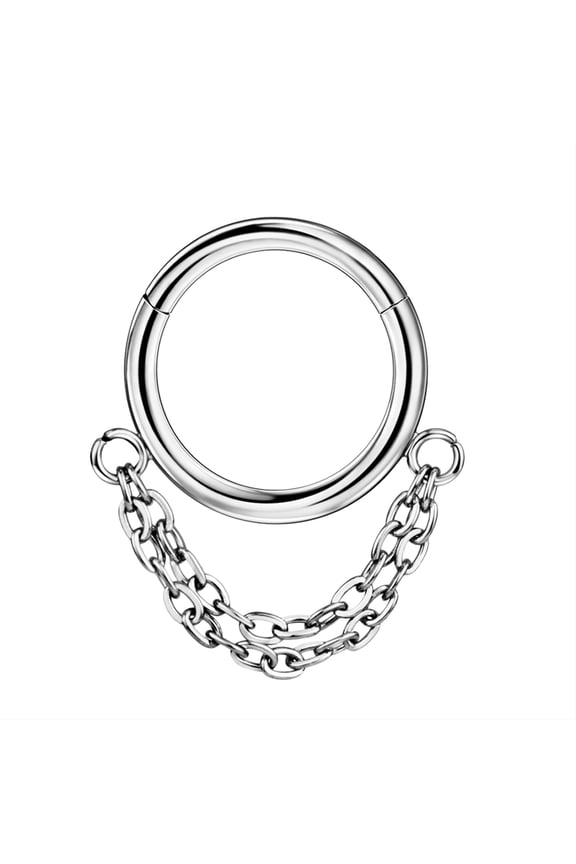 Surgical Steel Cartilage Earring Hoop 8mm Helix Hoop Double Chain Piercing Jewelry Silver Ear Lobe Piercing Earrings 16g 8mm Piercing Hoop