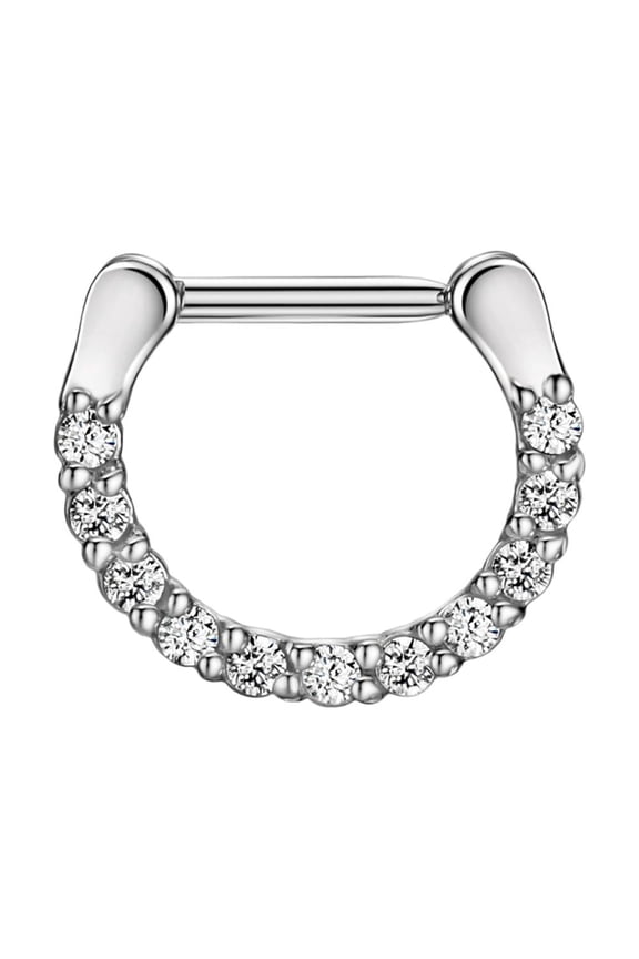 Surgical Steel Cubic Zirconia Set Septum Clicker Silver Septum Piercing Rings 16g Septum Jewelry Septum Ring Hoop