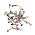 thumbnail image 1 of Surgical Steel Curved Barbell Tongue Ring 16 Gauge Snake Eye - 20 Pack, 1 of 2