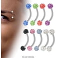 thumbnail image 1 of Surgical Steel Curved Eyebrow Ring with CZ Gems, 1 of 6