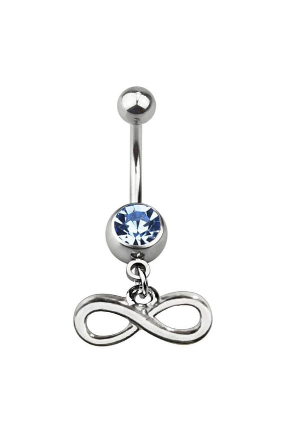 Surgical Steel Dangling Infinity Sign Symbol Belly Ring 14 Gauge