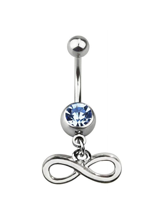 Surgical Steel Dangling Infinity Sign Symbol Belly Ring 14 Gauge