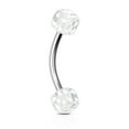 thumbnail image 1 of Surgical Steel Eyebrow Ring Curved Barbell 16 Gauge With Acrylic Dice, 1 of 4