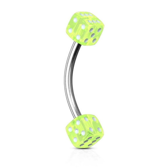 Surgical Steel Eyebrow Ring Curved Barbell 16 Gauge With Acrylic Dice