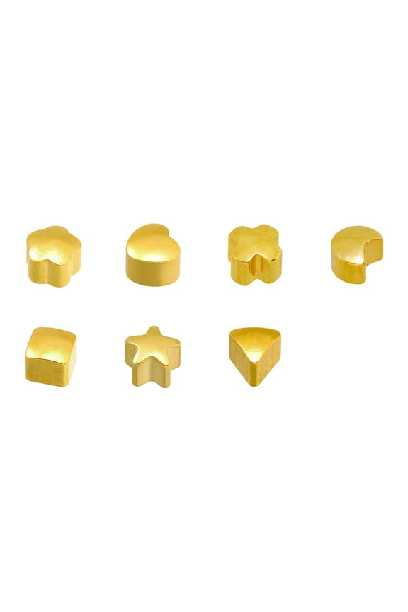 Surgical Steel Gold 4mm Assorted Shapes Ear Piercing Earring Studs