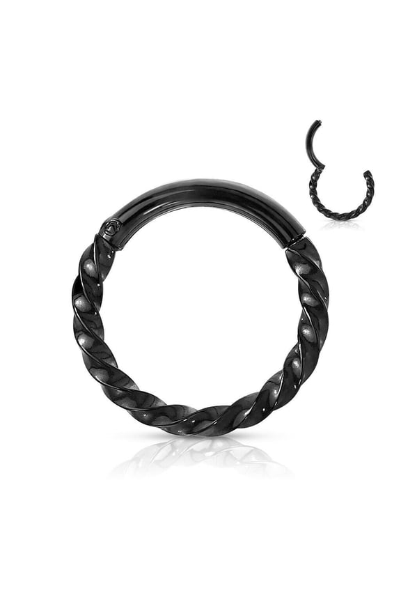 Surgical Steel Hinged Segment Hoop Rings Twisted Surgical steel Ion plated