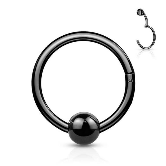 Surgical Steel Hinged Segment Ring 18 16 Gauge With Fixed Ball