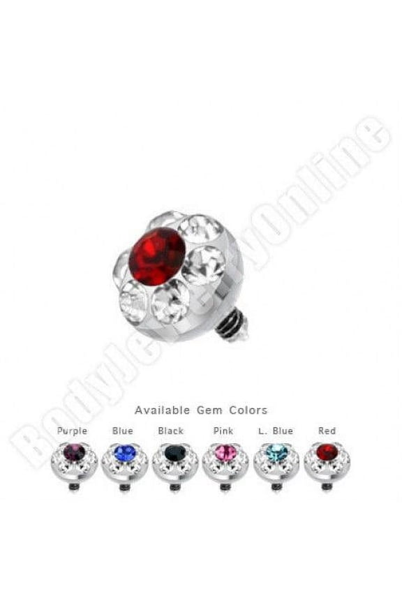 Surgical Steel Internally Threaded 4mm Multi Gem Ferido Dermal Top - SAS09
