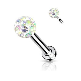 Surgical Steel Epoxy Crystal Ball Flat Back Labret Monroe Stud Surgical Steel Epoxy Crystal Ball Flat Back Labret Monroe Stud