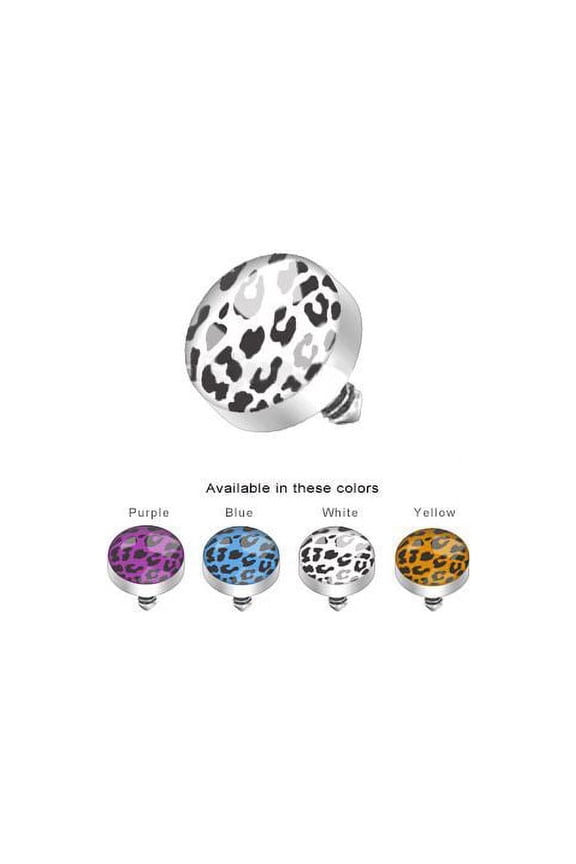 Surgical Steel Internally Threaded Leopard Print Inlayed Dome Dermal Top - SAS35