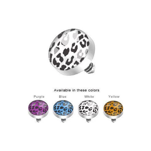 Surgical Steel Internally Threaded Leopard Print Inlayed Dome Dermal Top - SAS35