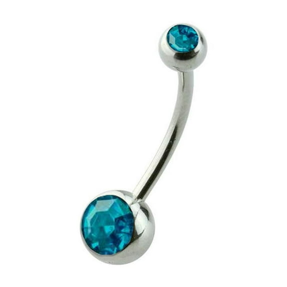 Surgical Steel Long Belly Ring 14 Gauge 5/8" (16 MM) Color CZ Gems
