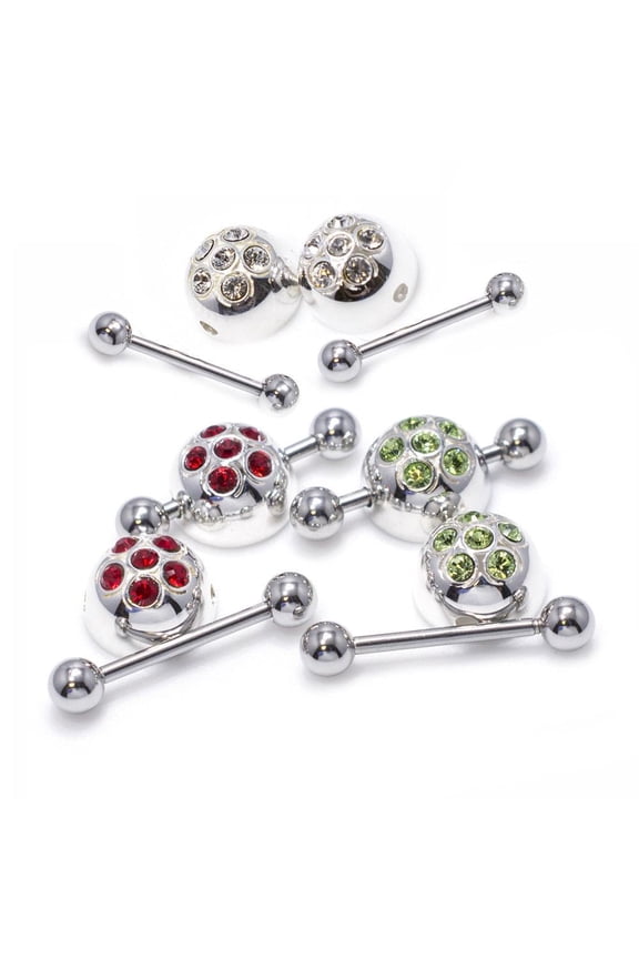 Surgical Steel Nipple Shield 14G Straight Barbell with Cap Design