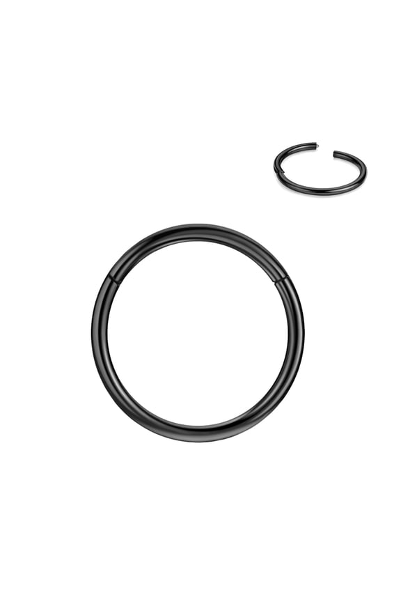 Surgical Steel Nose Hoop Hinged Cartilage Earring Hoop 18g Nose Ring Black Nose Rings 9mm 18 Gauge Piercing Earring Hoop for Rook Helix Daith Tragus Seamless