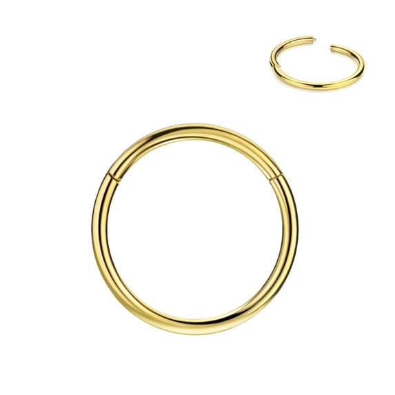 Surgical Steel Nose Hoop Hinged Cartilage Earring Hoop 20g Nose Ring Gold Plated Nose Rings 9mm 20 Gauge Piercing Earring Hoop for Rook Helix Daith Tragus Seamless