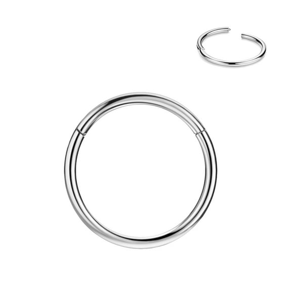 Surgical Steel Nose Hoop Hinged Cartilage Earring Hoop 20g Nose Ring Silver Nose Rings 8mm 20 Gauge Piercing Earring Hoop for Rook Helix Daith Tragus Seamless