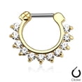 thumbnail image 1 of Surgical Steel Septum Clicker Ring 16 Gauge  Single Line Prong Gems, 1 of 1