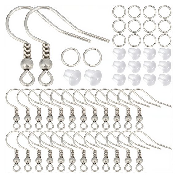 Surgical Steel Stainless Steel Earring Making Kit with Ear Wire, Jump Rings and Ear Nuts, 600pcs per Box