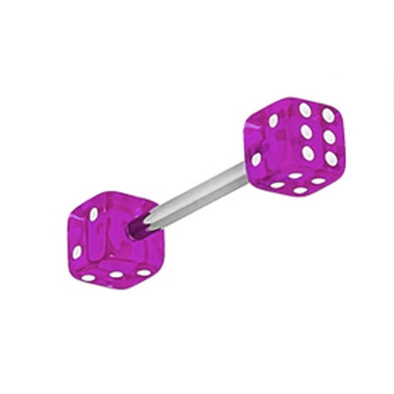 Surgical Steel Straight Barbell 14 Gauge 5/8" (16 MM) Acrylic Dice