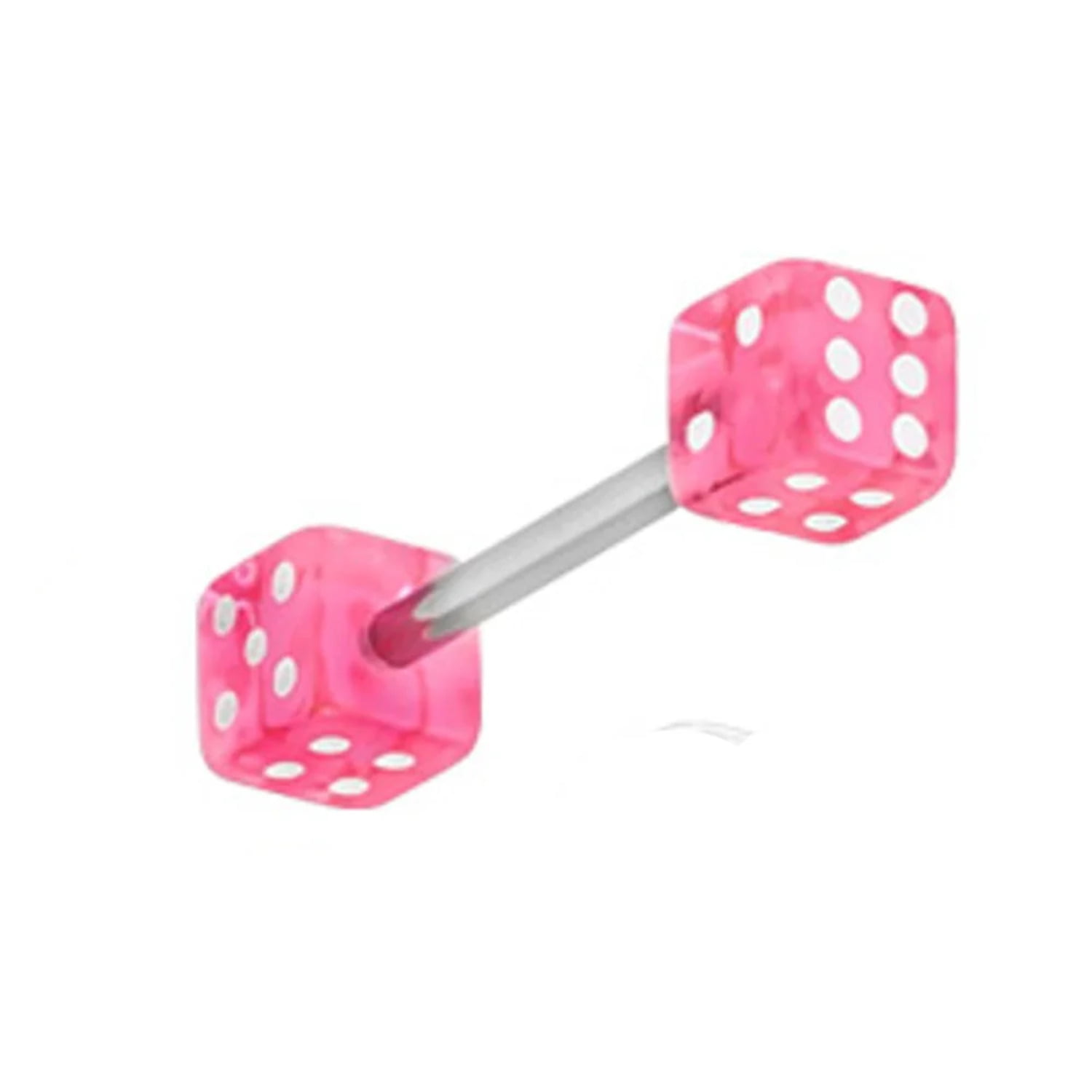 Surgical Steel Straight Barbell 14 Gauge 5/8" (16 MM) Acrylic Dice