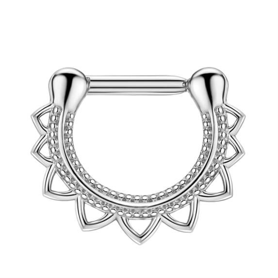 Surgical Steel Triangle Drop Septum Clicker Silver Septum Piercing Rings 16g Septum Jewelry 8mm Septum Ring Hoop