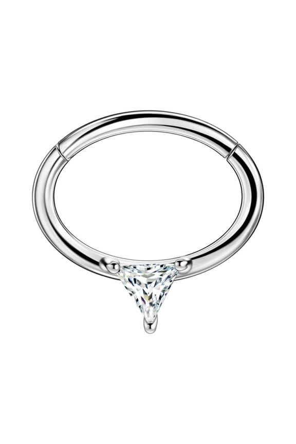 Surgical Steel Triangular Cubic Zirconia Septum Clicker Silver Septum Piercing Rings 16g Septum Jewelry 8mm Oval Septum Ring Hoop