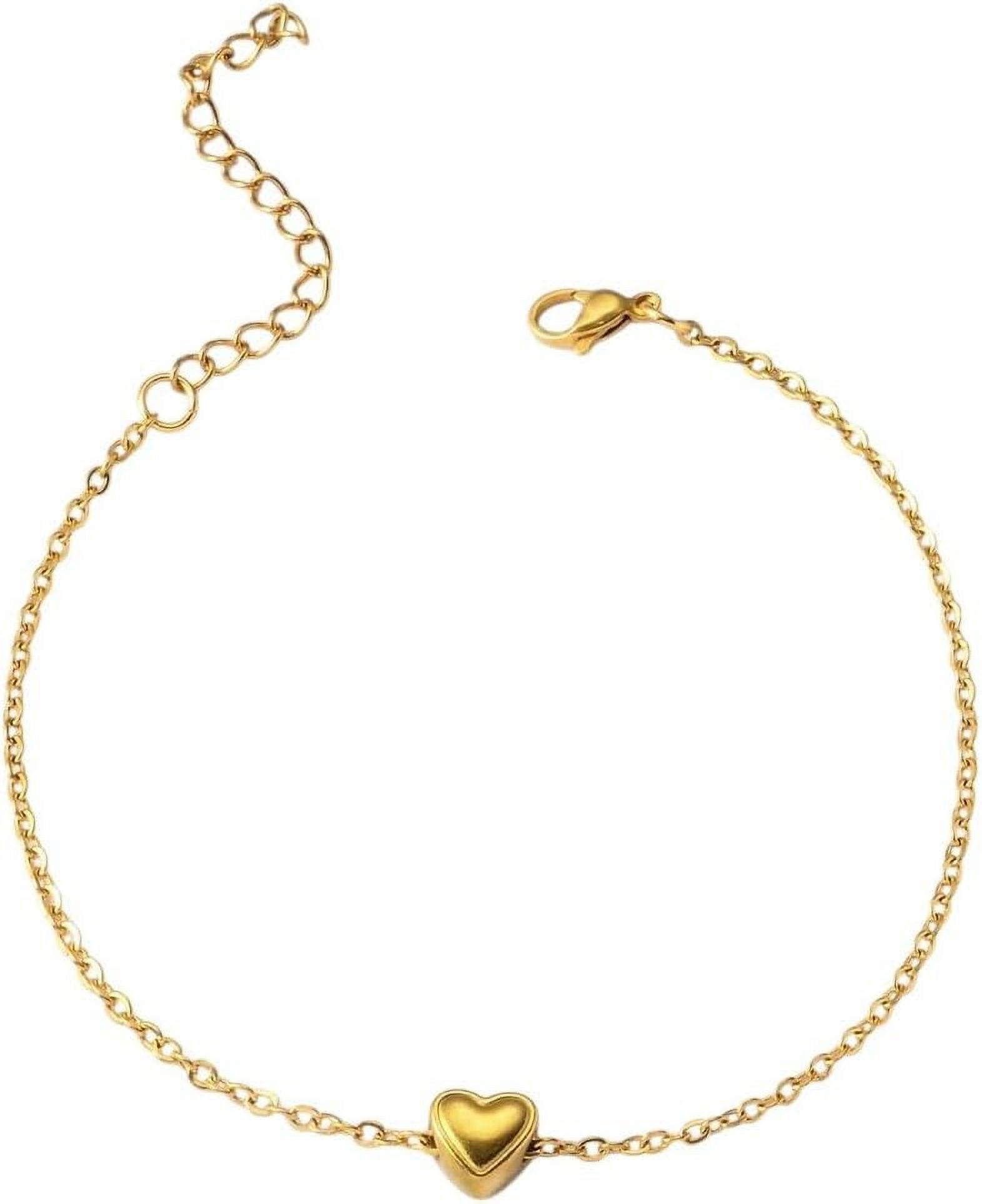 Stainless Steel Heart Anklets for Women, Gold Plated Delicate Anklet Bracelet, Light Luxury Foot Jewelry Party Gifts for Girl