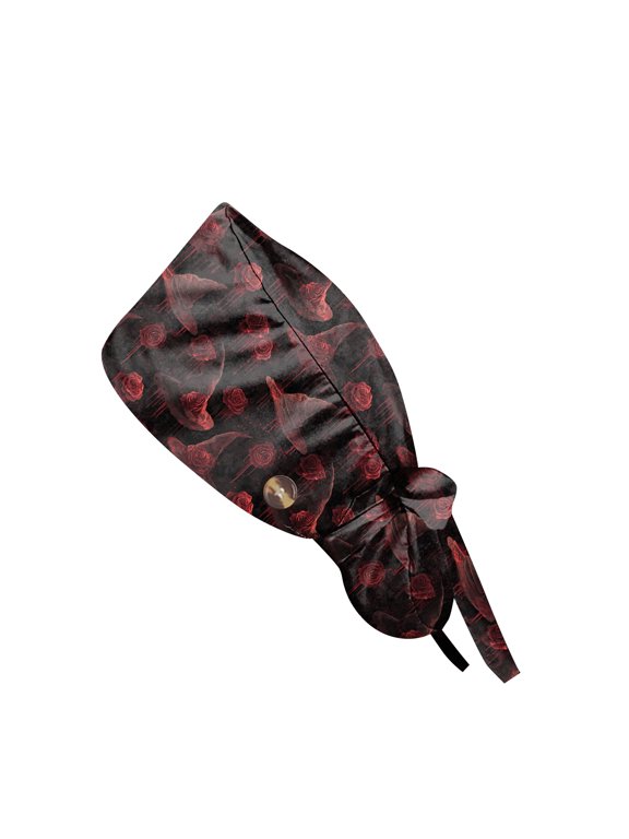 Surgical Working Hat for Women, Adjustable Halloween Scrub Cap with Ponytail, Fall Nurse Hair Cover for Work, Shower, Salon, Spa, Nursing School, Soft Breathable Cap Deep Red