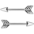thumbnail image 1 of Surgical steel nipple barbell , 14g (1.6mm) with 5mm steel cone and steel arrow - length 9/16'', 1 of 2