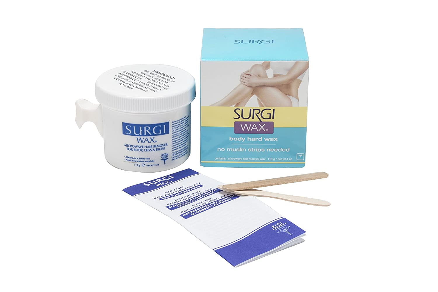 Surgiwax Wax, Body Hard Wax, No Muslin Strips Needed, 4 oz. (Pack of 3